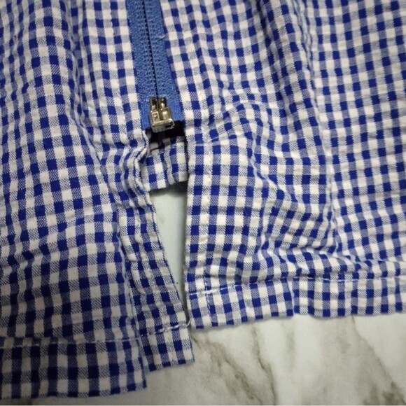 Adonna Blue Gingham House Coat Zip Up Robe House Dress Moomoo Size Large - Picture 3 of 9